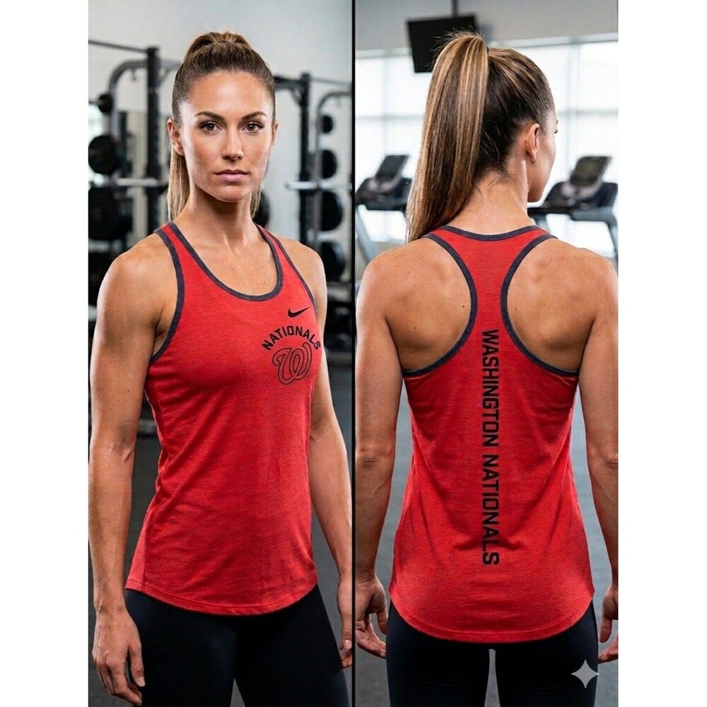 Nike Women Washington Nationals MLB Racerback Tank Top Red Gray Size M EUC